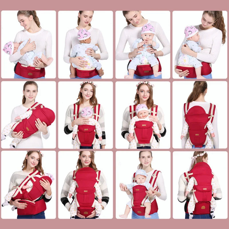 Ergonomic 3-in-1 Non-Slip Baby Carrier - Front Facing Hipseat & Wrap Sling for Infants 0-48 Months