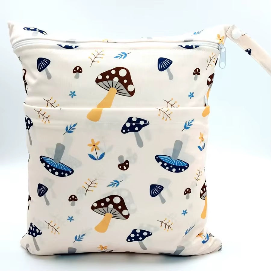  Waterproof Reusable Wet Dry Bag - Perfect for Baby Diapers & Travel Convenience with Dual Zippered Compartments!