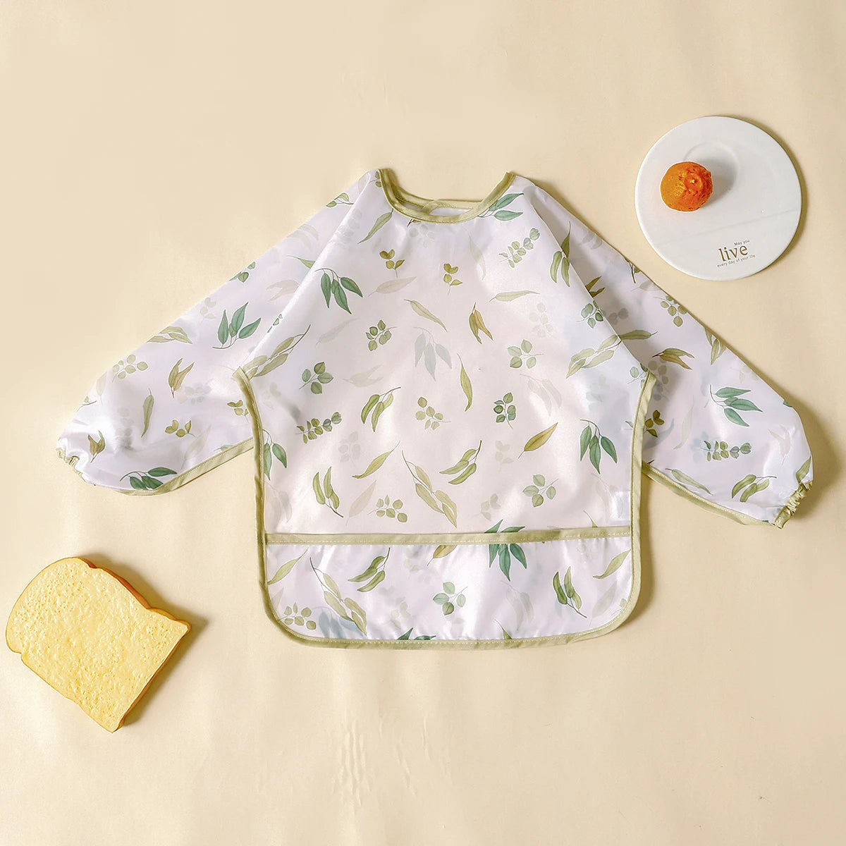 Kangobaby Stylish Long Sleeve Waterproof Feeding Bib - Perfect for Mess-Free Mealtime!