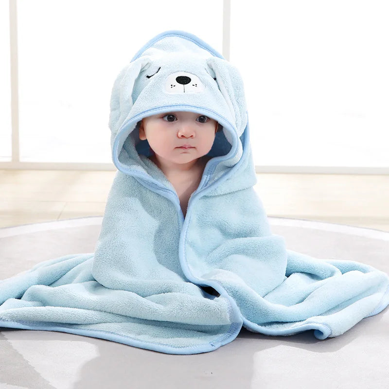 Snuggly Cartoon Animal Hooded Bath Towels for Babies - Soft and Warm Toddler Bathrobe & Swaddle Wrap for Boys and Girls