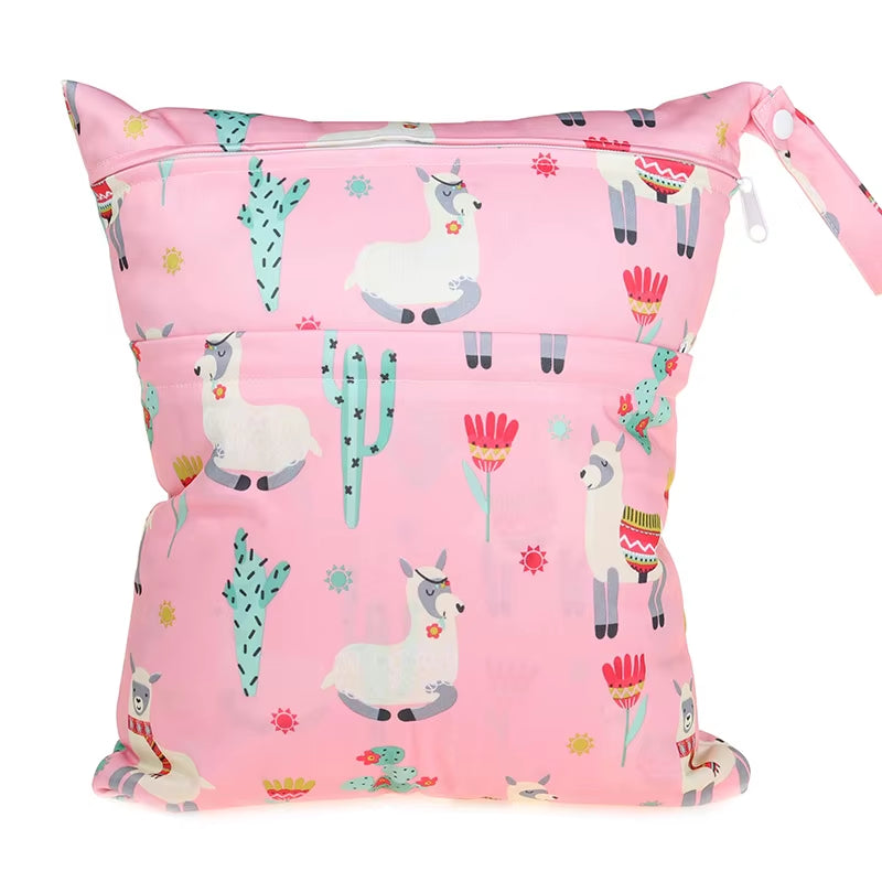  Waterproof Reusable Wet Dry Bag - Perfect for Baby Diapers & Travel Convenience with Dual Zippered Compartments!