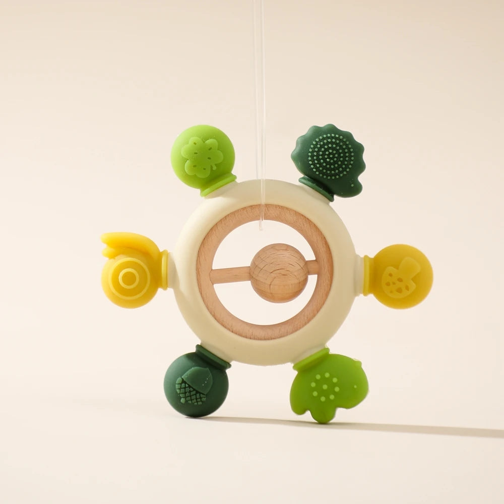 Adorable BPA-Free Wooden Crochet Animal Rattle Teether - Perfect Newborn Gift!