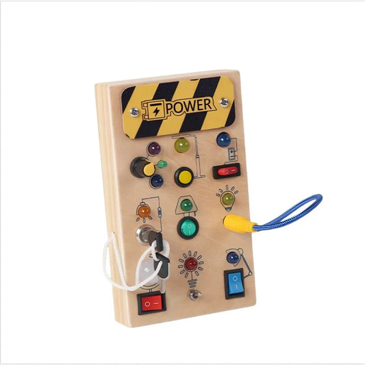 Engaging Montessori Wooden Busy Board for Toddlers - Fun Sensory Toys with Light Switch & Fine Motor Activities!