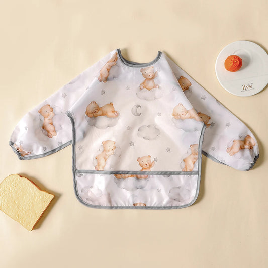 Kangobaby Stylish Long Sleeve Waterproof Feeding Bib - Perfect for Mess-Free Mealtime!