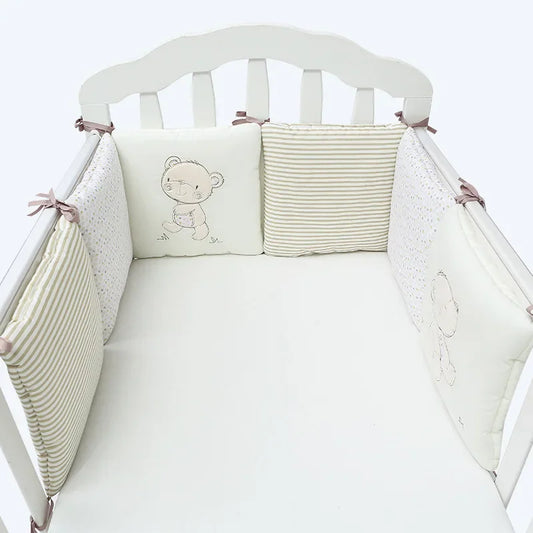 6-Piece Baby Bed Bumper Set - Soft Cotton Blend Crib Protector for Safety and Comfort